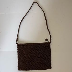 The Sak Brown Crocheted Crossbody Bag